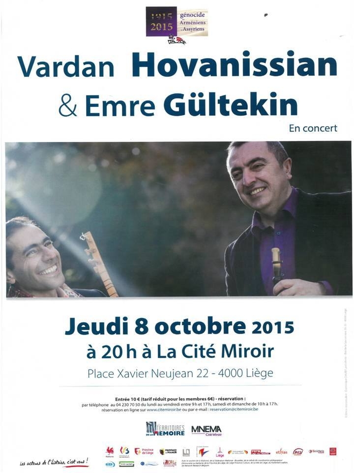 Affiche. Cité Miroir. Vardan Hovanissian et Emre Gültekin en concert. 2015-10-08